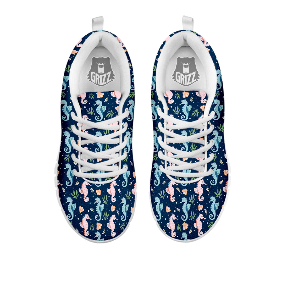Seahorse Colorful Print Pattern White Sneaker-grizzshop