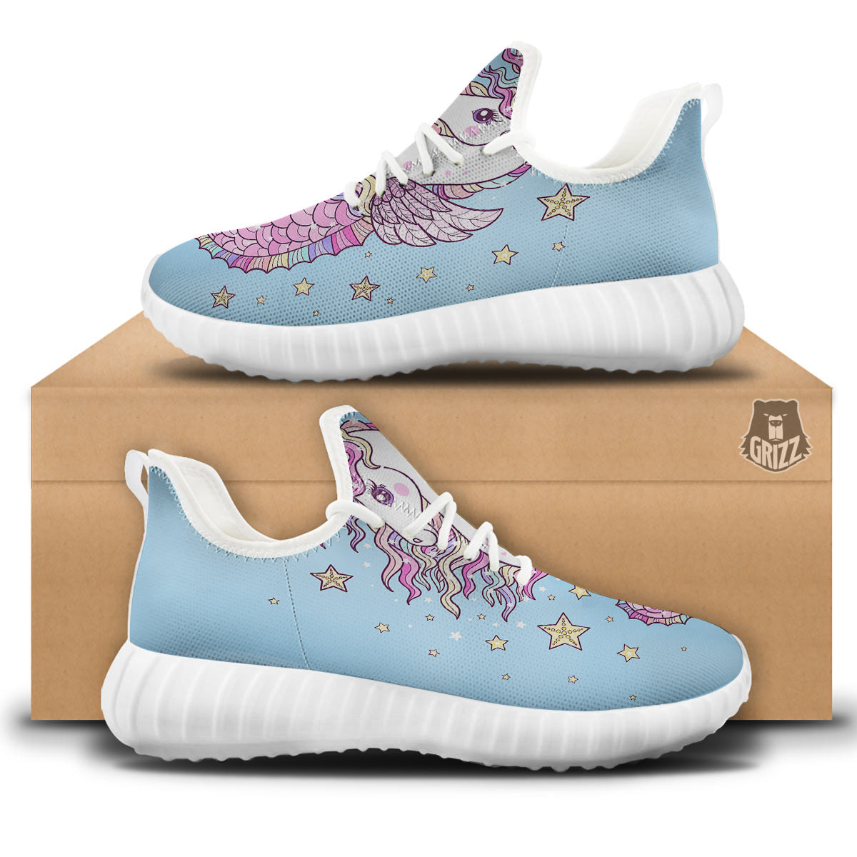 Seahorse Colorful Print White Walking Shoes-grizzshop