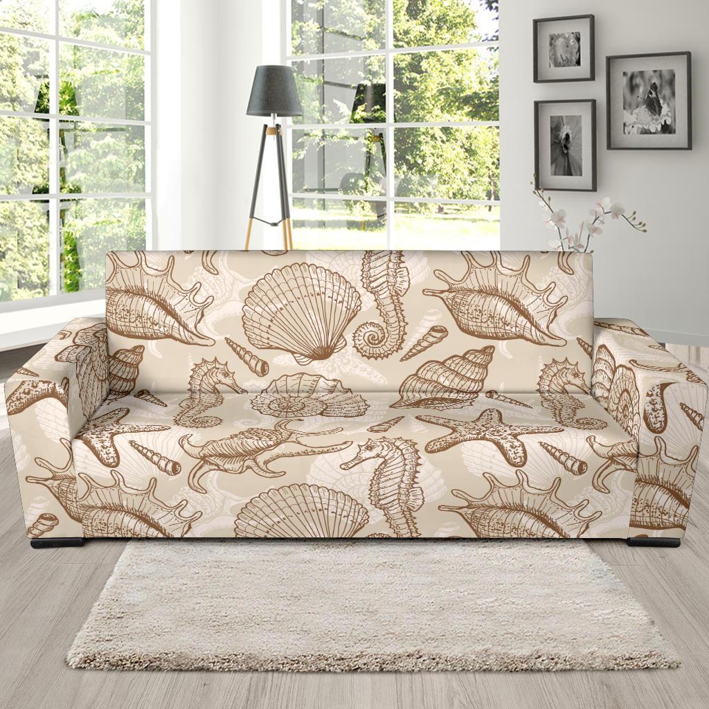 Seahorse Pattern Print Sofa Covers-grizzshop