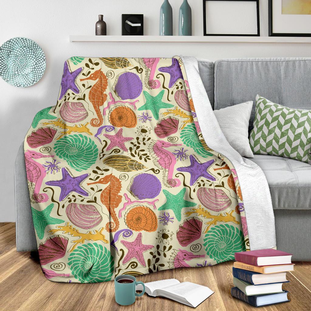 Seahorse Print Pattern Blanket-grizzshop