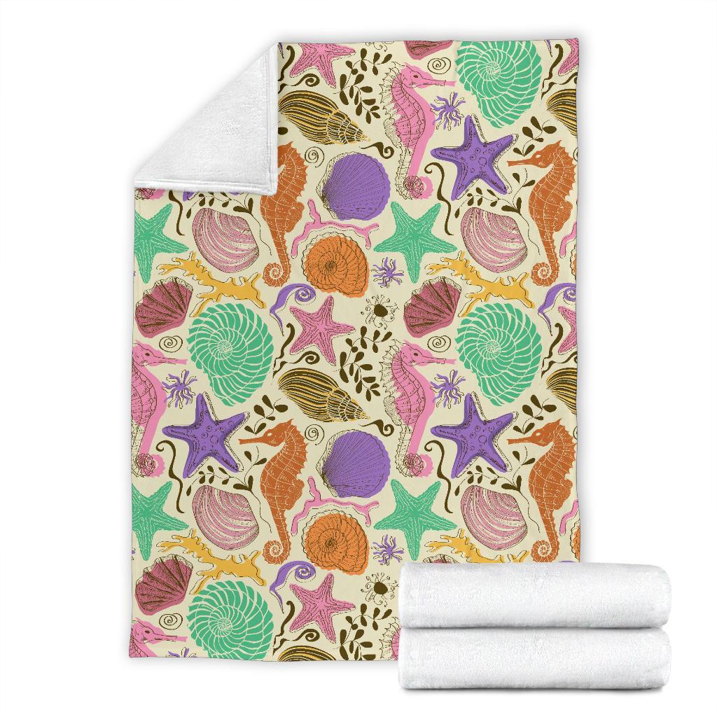 Seahorse Print Pattern Blanket-grizzshop