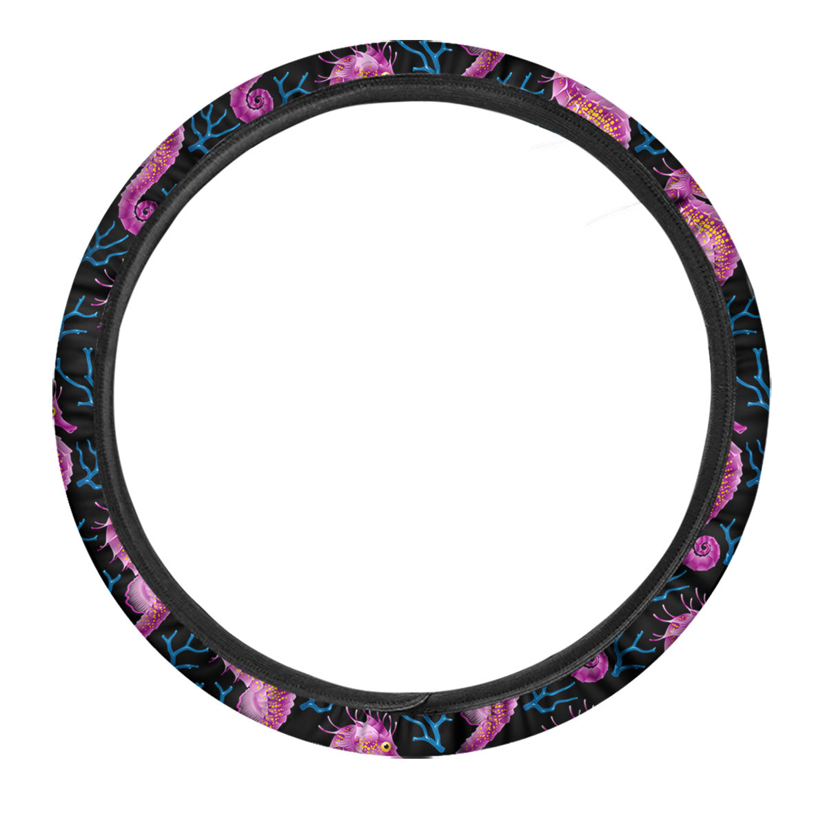 Seahorse Purple Print Pattern Car Steering Wheel Cover-grizzshop