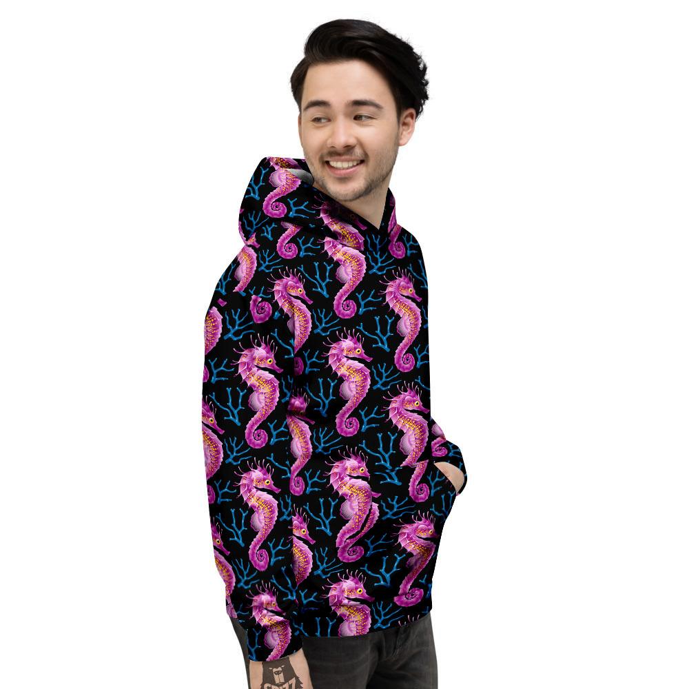 Seahorse Purple Print Pattern Men's Hoodie-grizzshop