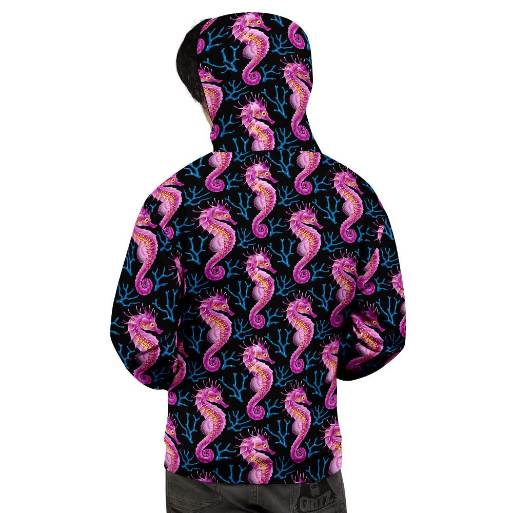 Seahorse Purple Print Pattern Men's Hoodie-grizzshop