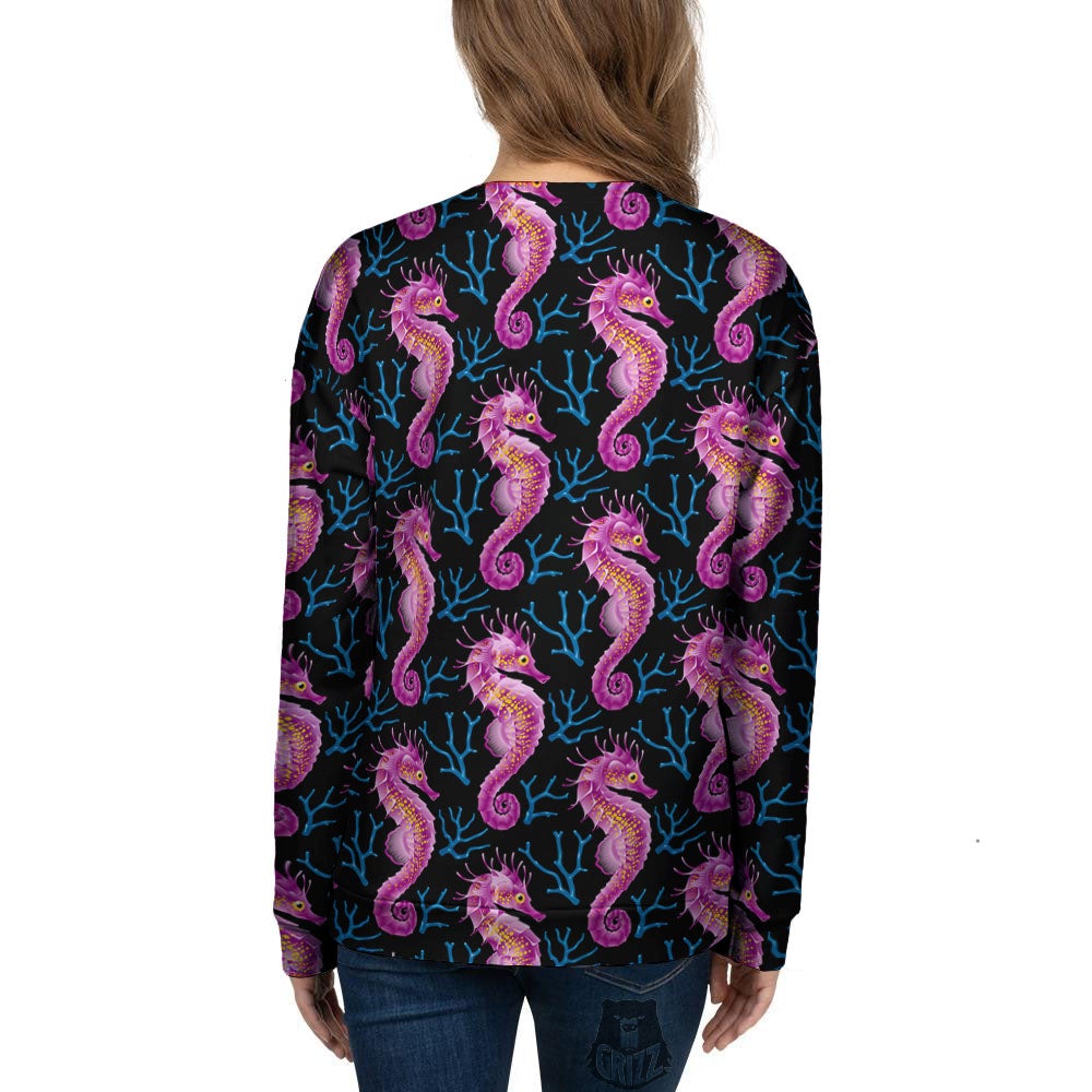 Seahorse Purple Print Pattern Women's Sweatshirt-grizzshop