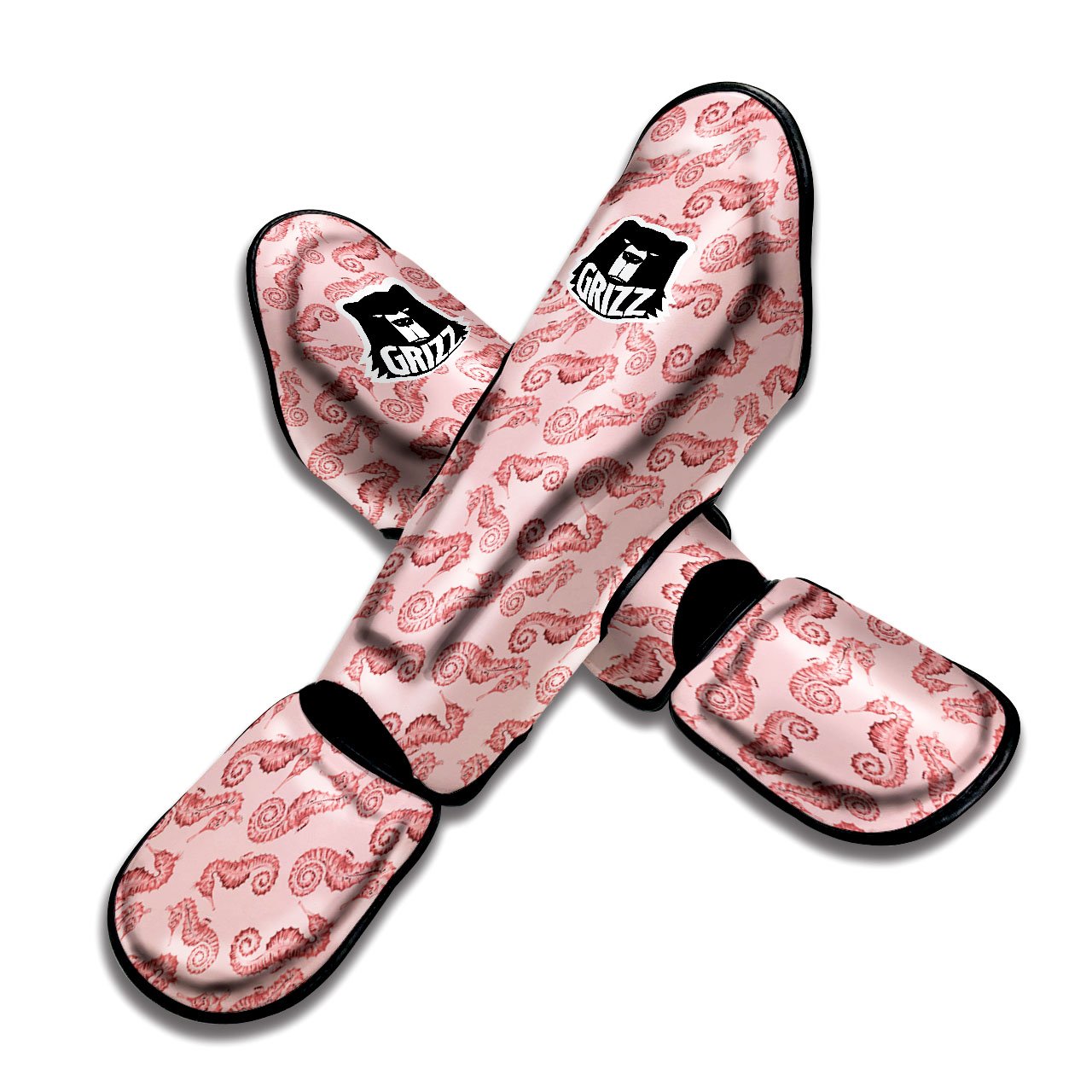 Seahorse Watercolor Print Pattern Muay Thai Shin Guards-grizzshop