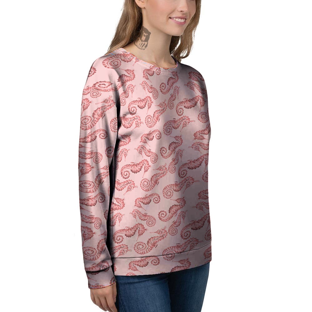 Seahorse Watercolor Print Pattern Women's Sweatshirt-grizzshop