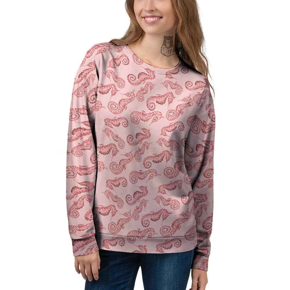 Seahorse Watercolor Print Pattern Women's Sweatshirt-grizzshop