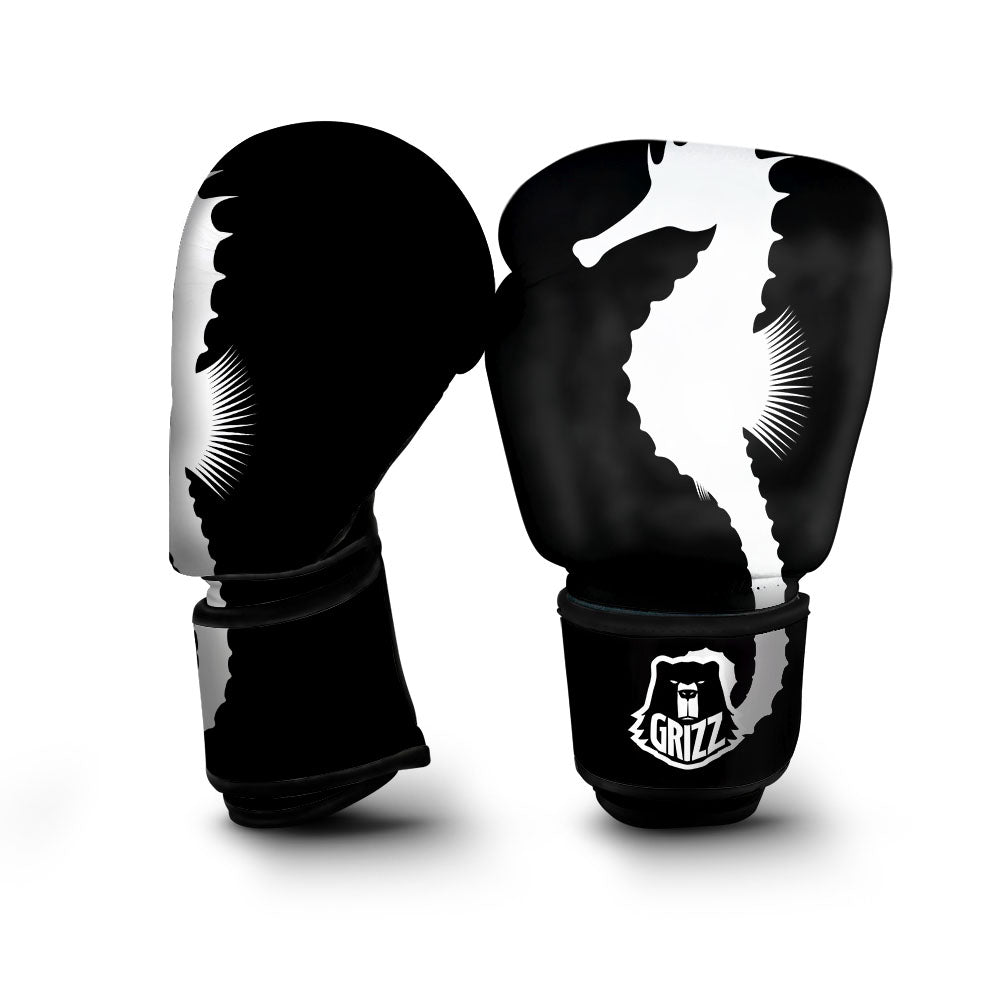 Seahorse White And Black Print Boxing Gloves-grizzshop