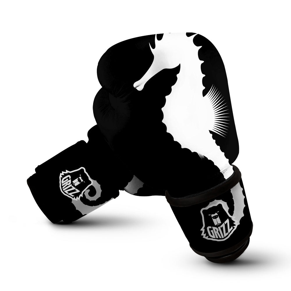 Seahorse White And Black Print Boxing Gloves-grizzshop