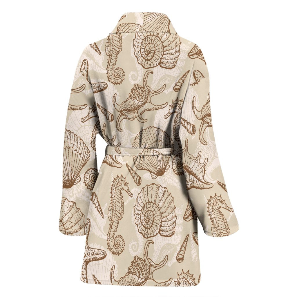 Seahorse Pattern Print Women Long Robe-grizzshop