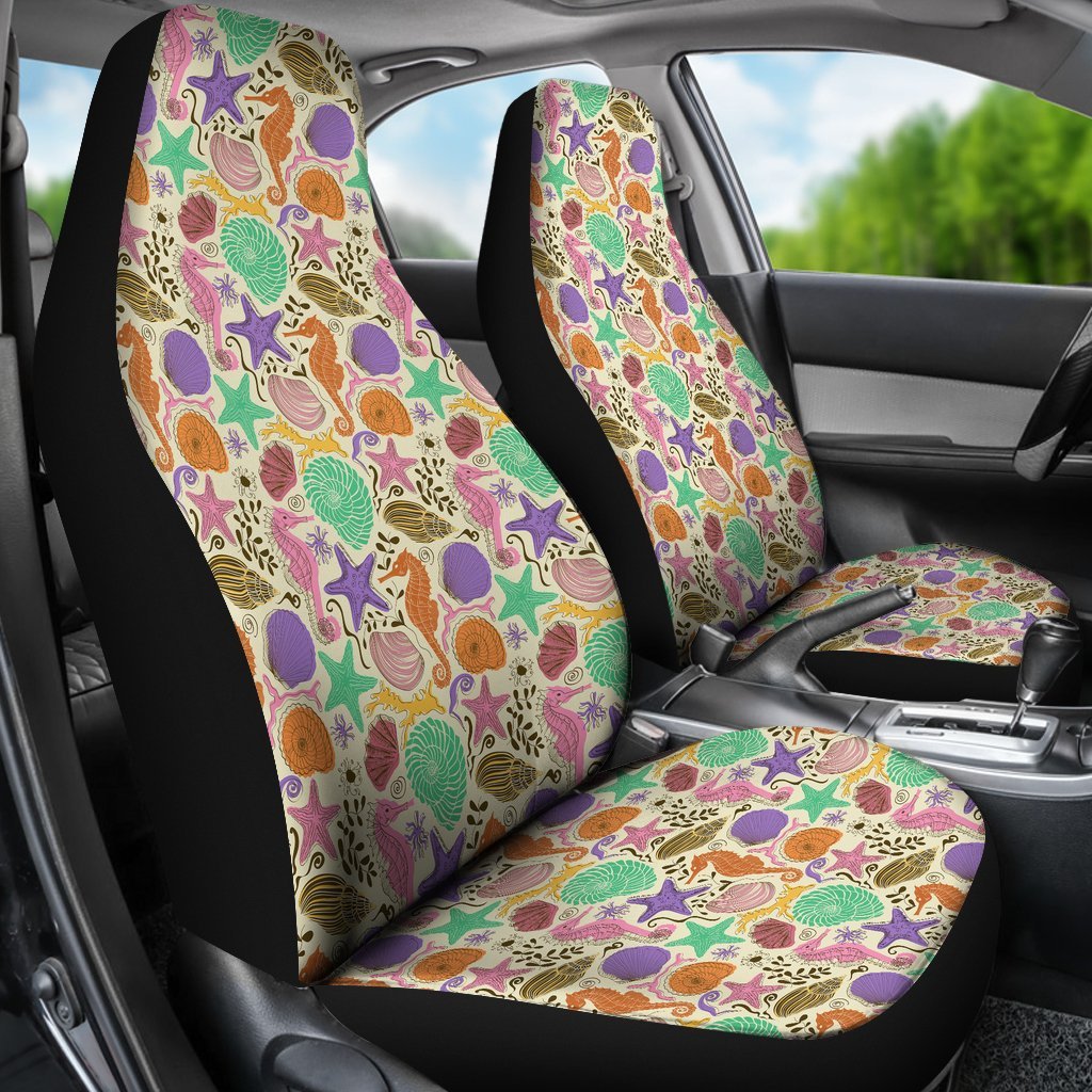 Seahorse Print Pattern Universal Fit Car Seat Cover-grizzshop