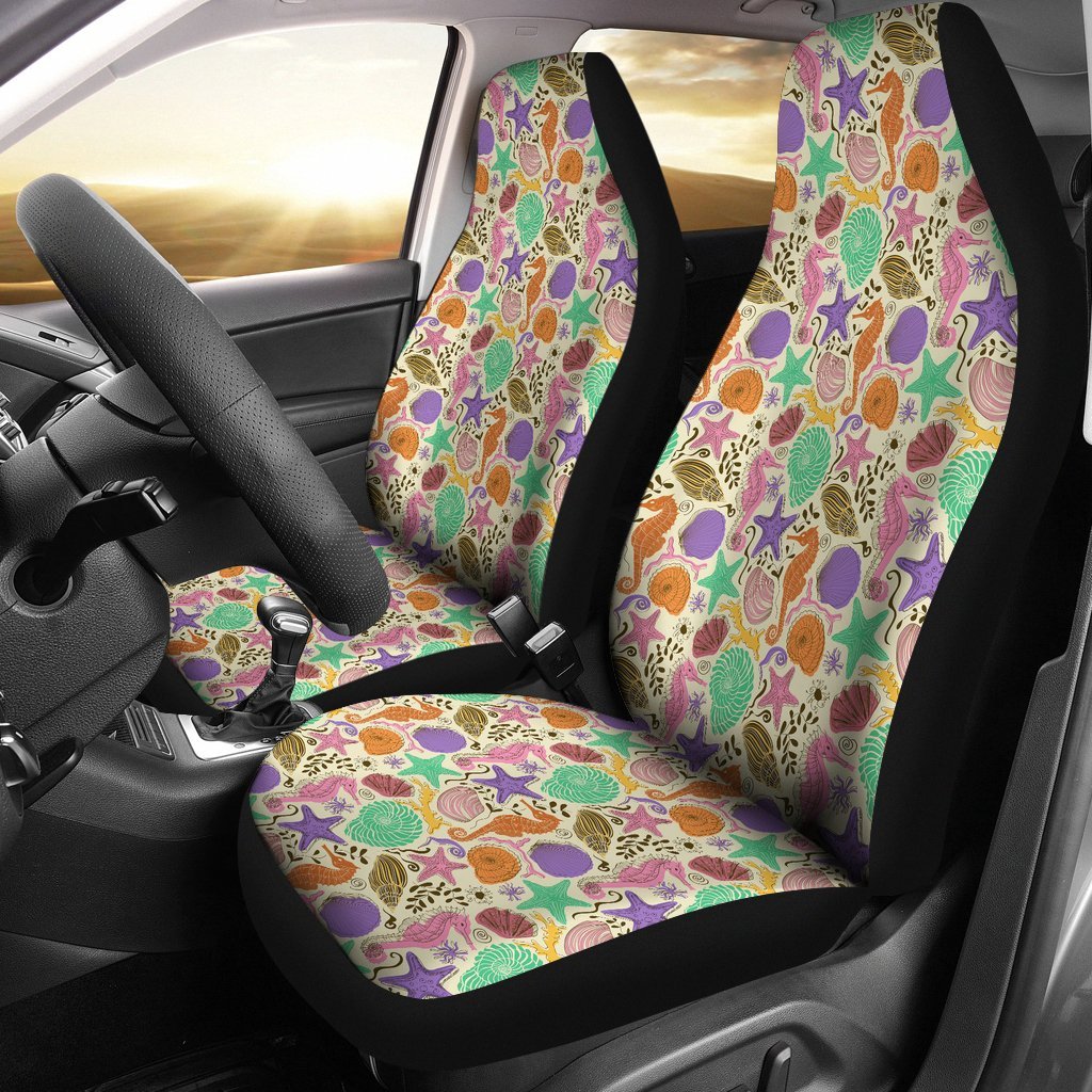 Seahorse Print Pattern Universal Fit Car Seat Cover-grizzshop