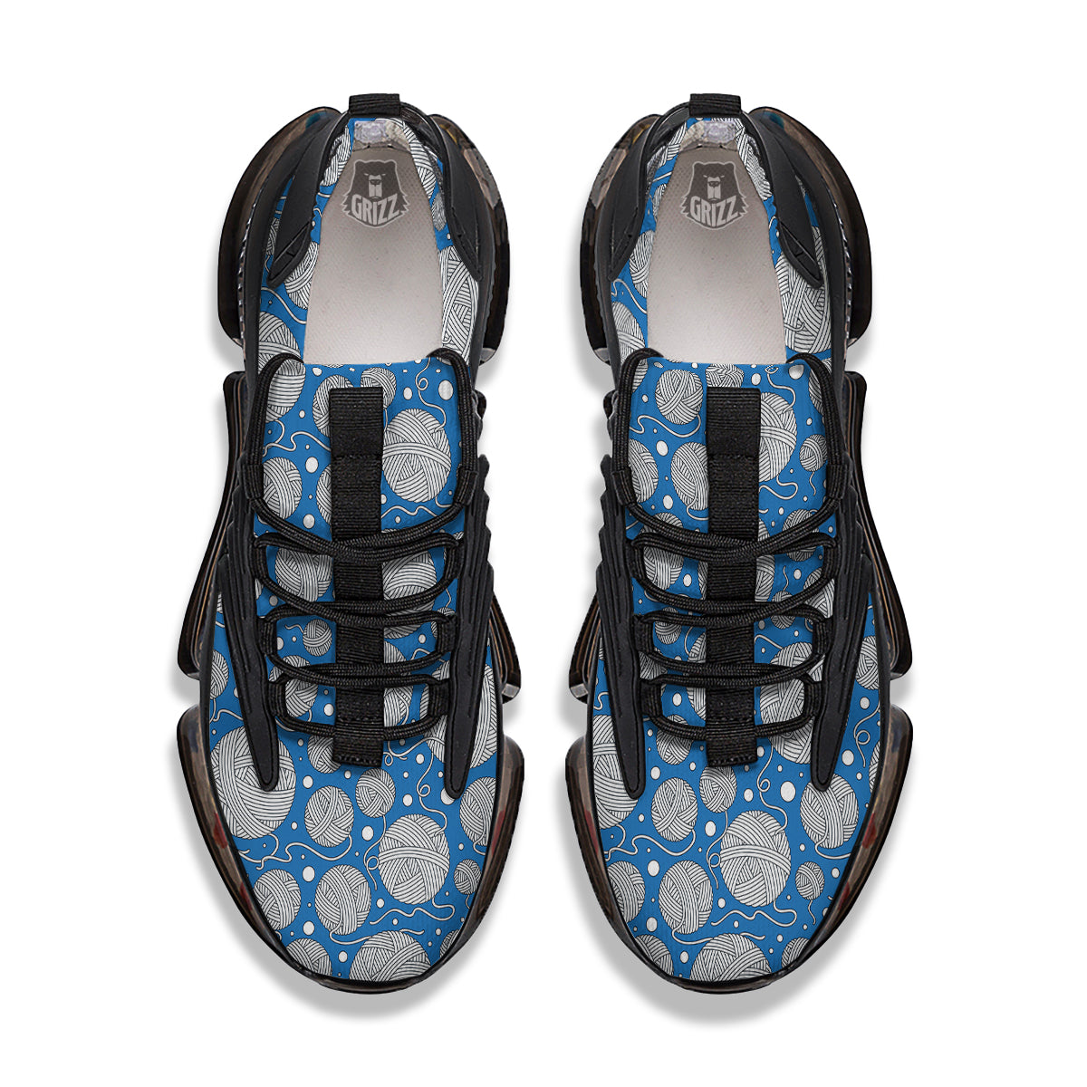 Seamless Yarn Balls Print Pattern Black Gym Shoes-grizzshop