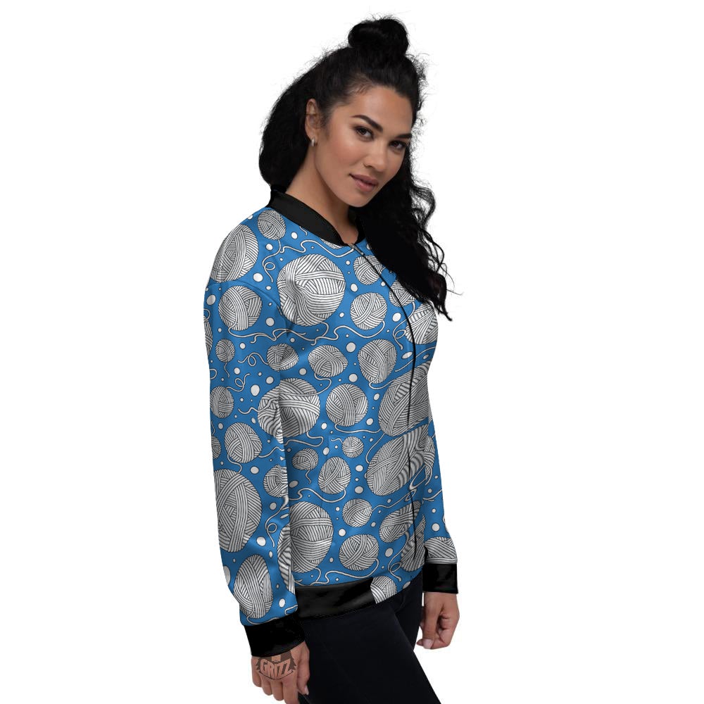 Seamless Yarn Balls Print Pattern Women's Bomber Jacket-grizzshop