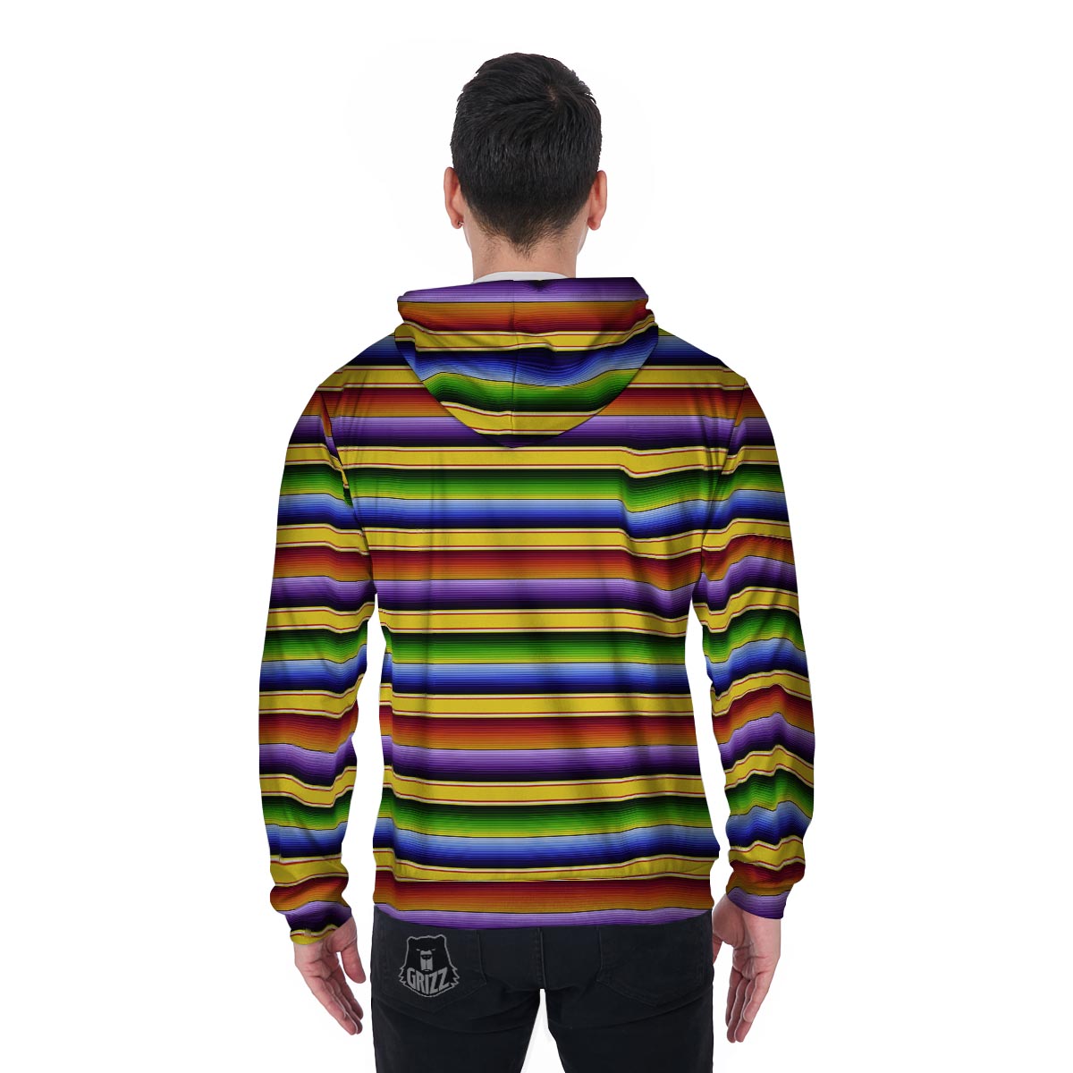 Serape Baja Men's Zip Up Hoodie-grizzshop