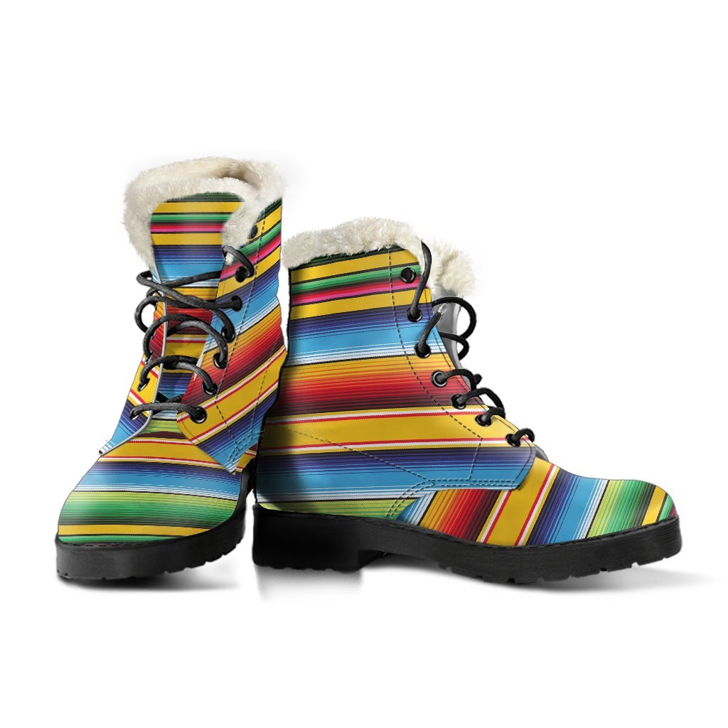 Serape Baja Mexican Blanket Pattern Print Comfy Winter Boots-grizzshop