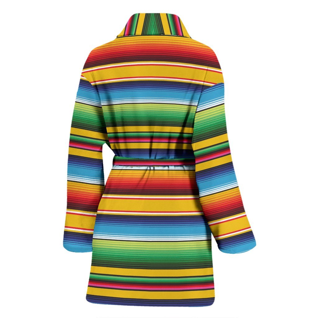 Serape Baja Mexican Blanket Pattern Print Women Long Robe-grizzshop