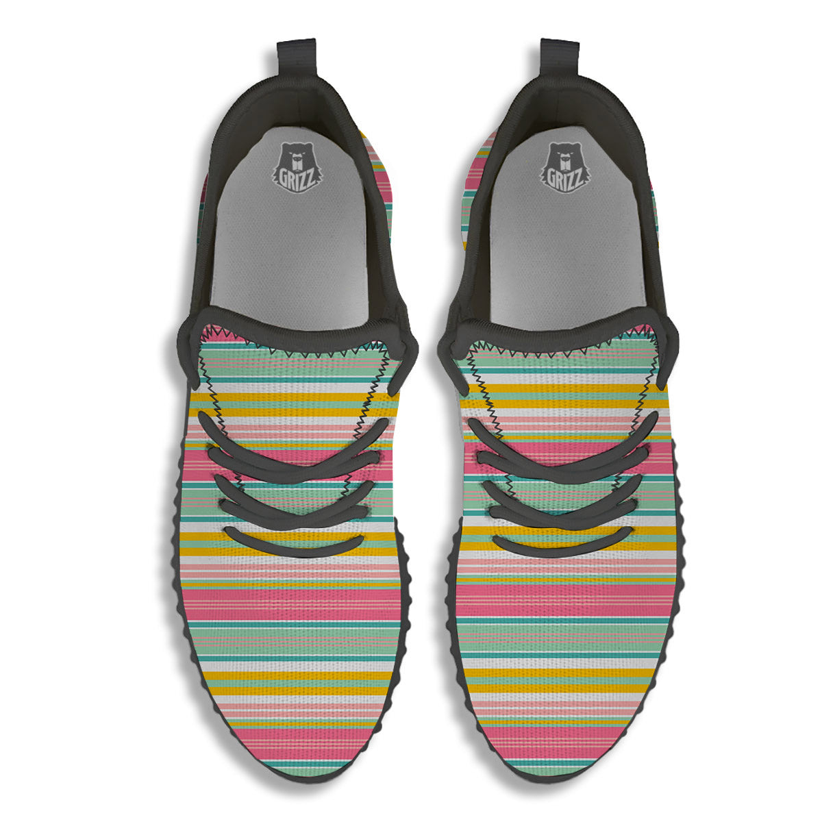 Serape Blanket Colorful Print Pattern Black Walking Shoes-grizzshop