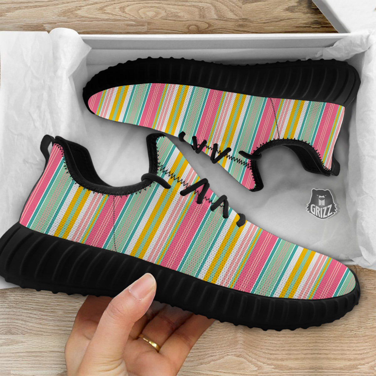 Serape Blanket Colorful Print Pattern Black Walking Shoes-grizzshop