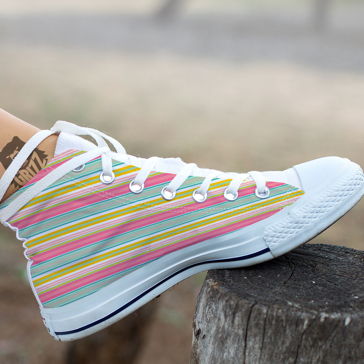 Serape Blanket Colorful Print Pattern White High Top Shoes-grizzshop