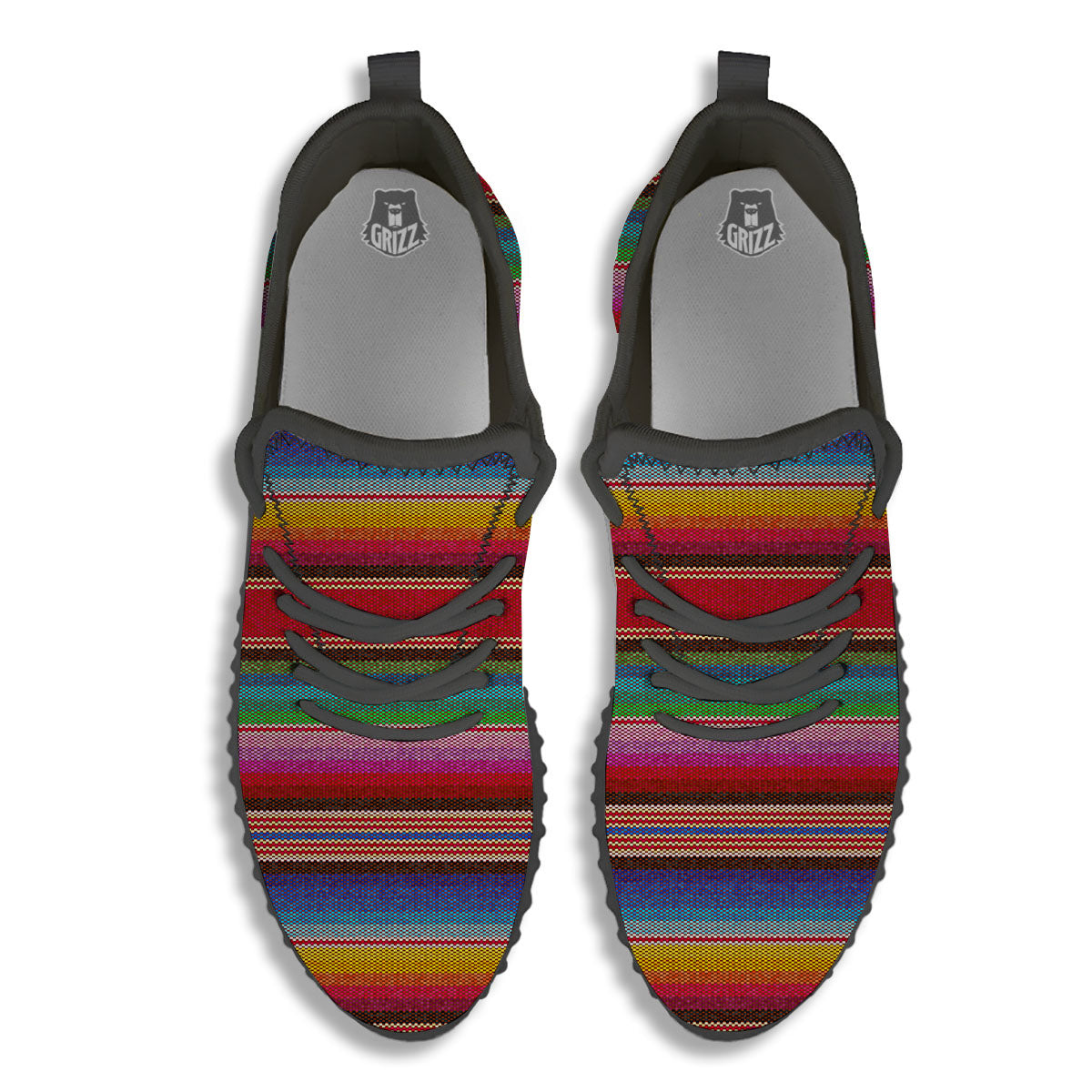 Serape Blanket Ethnic Print Pattern Black Walking Shoes-grizzshop