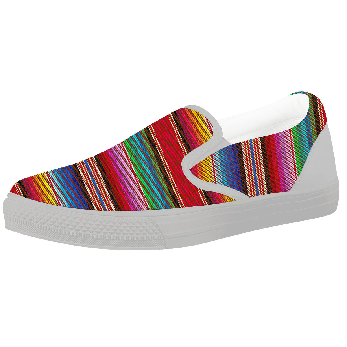 Serape Blanket Ethnic Print Pattern White Slip On Shoes-grizzshop