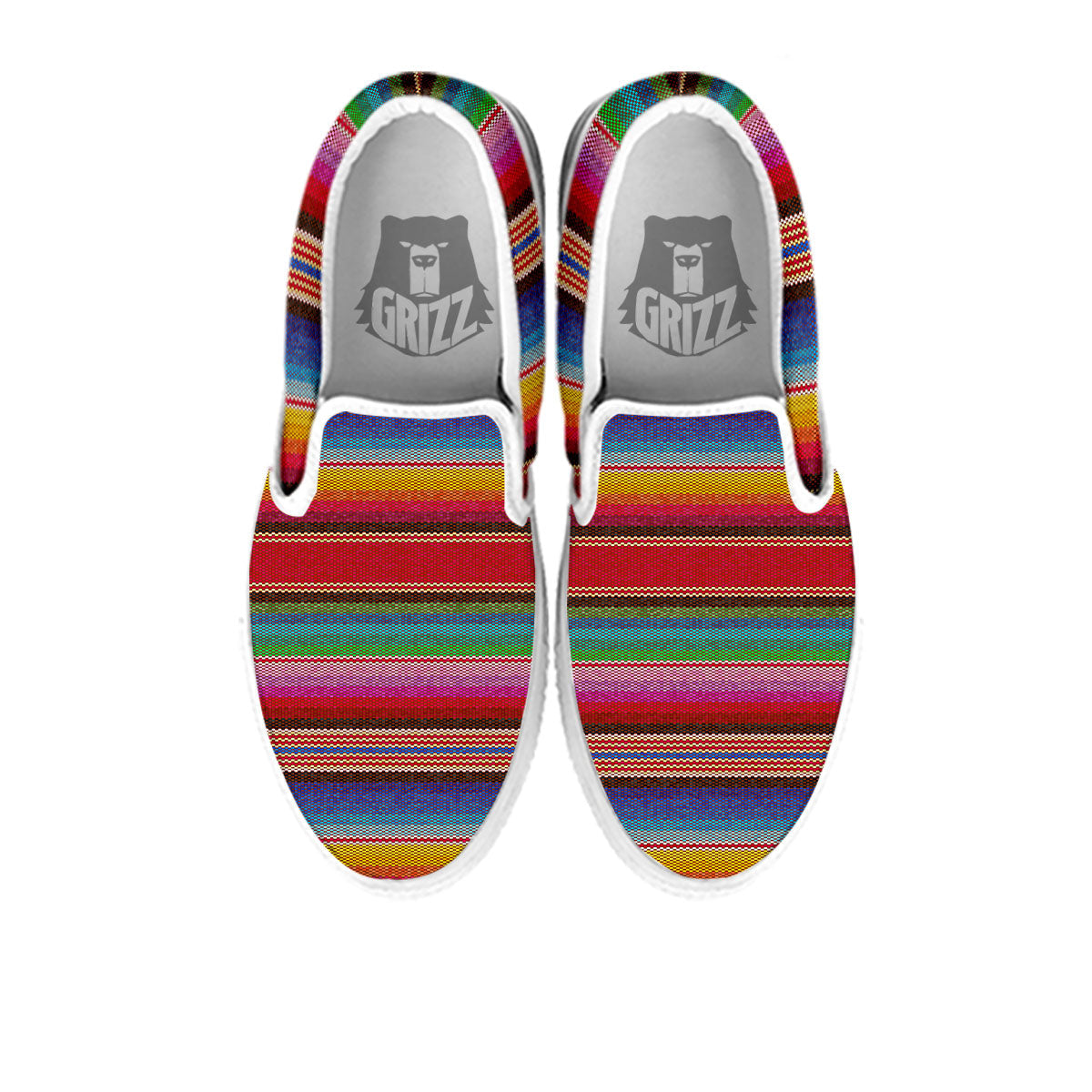 Serape Blanket Ethnic Print Pattern White Slip On Shoes-grizzshop