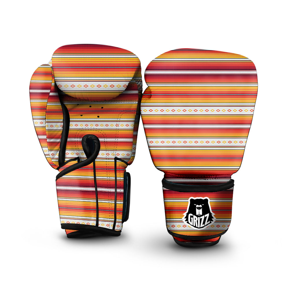 Serape Ethnic Boho Stripes Mexican Orange Print Boxing Gloves-grizzshop