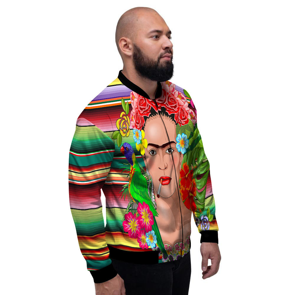 Serape Frida Kahlo Print Men's Bomber Jacket-grizzshop