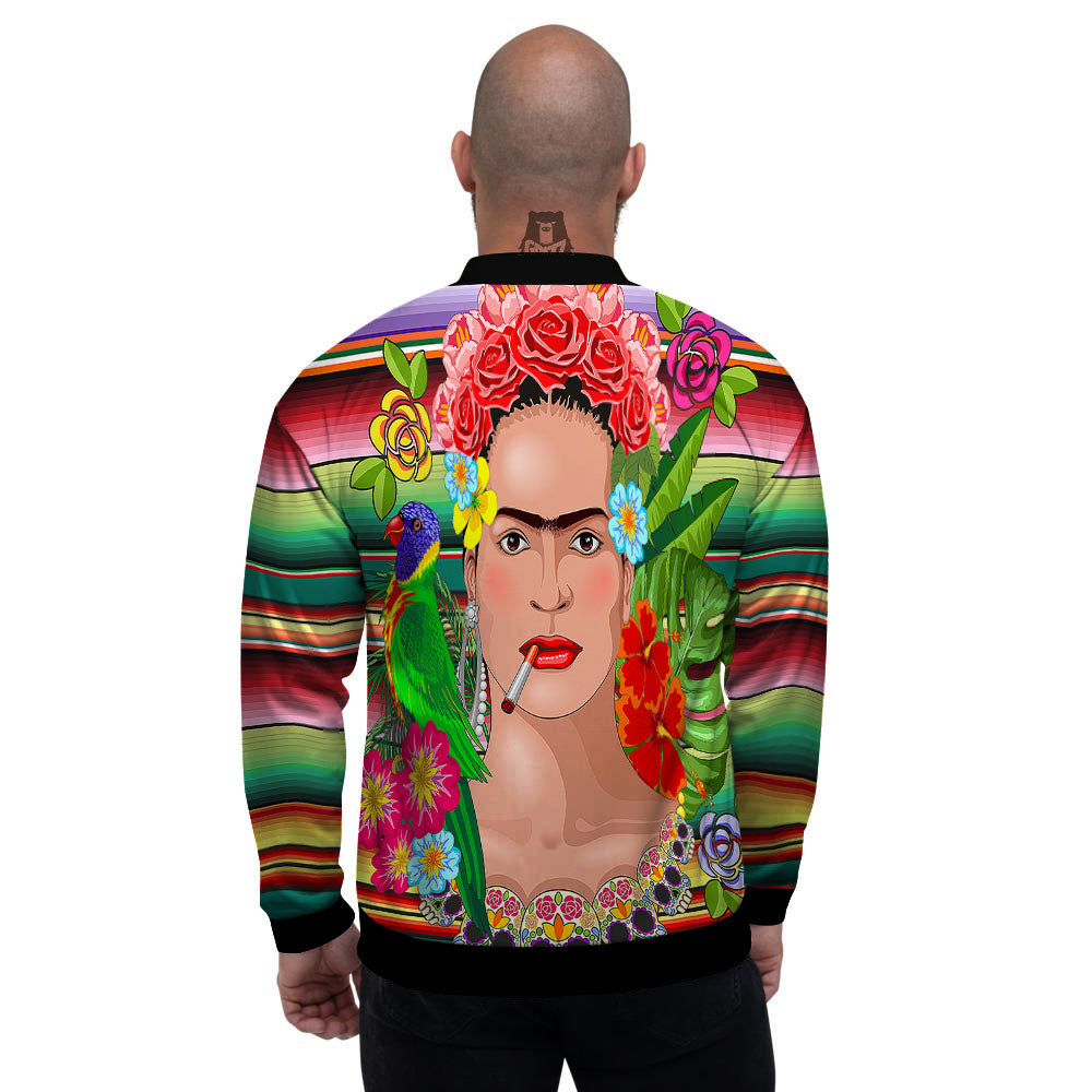 Serape Frida Kahlo Print Men's Bomber Jacket-grizzshop