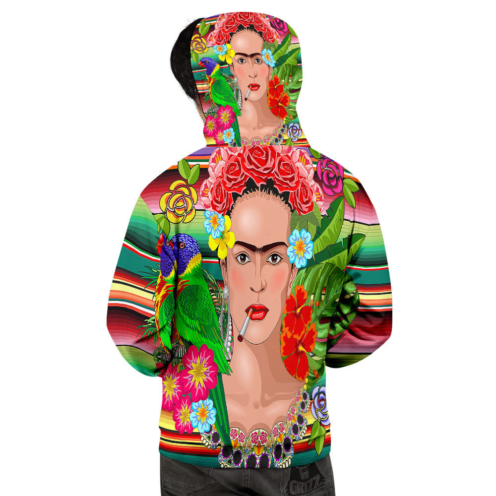 Serape Frida Kahlo Print Men's Hoodie-grizzshop