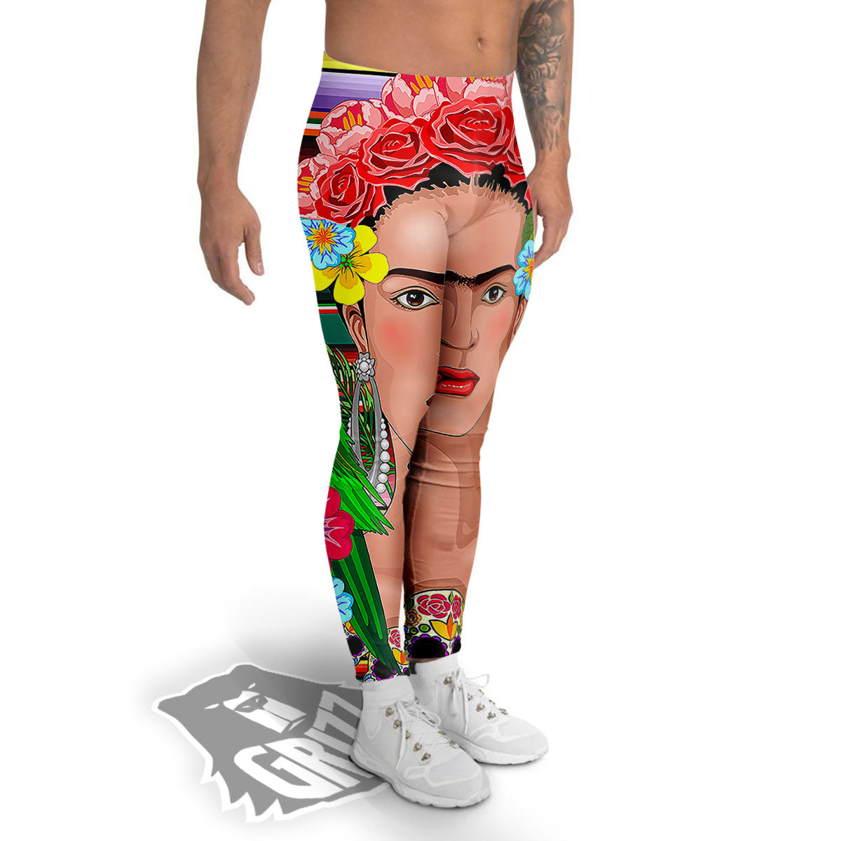 Serape Frida Kahlo Print Men's Leggings-grizzshop