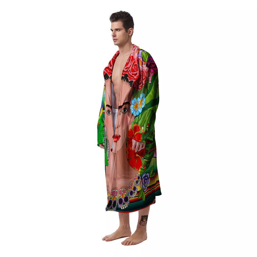 Serape Frida Kahlo Print Men's Robe-grizzshop