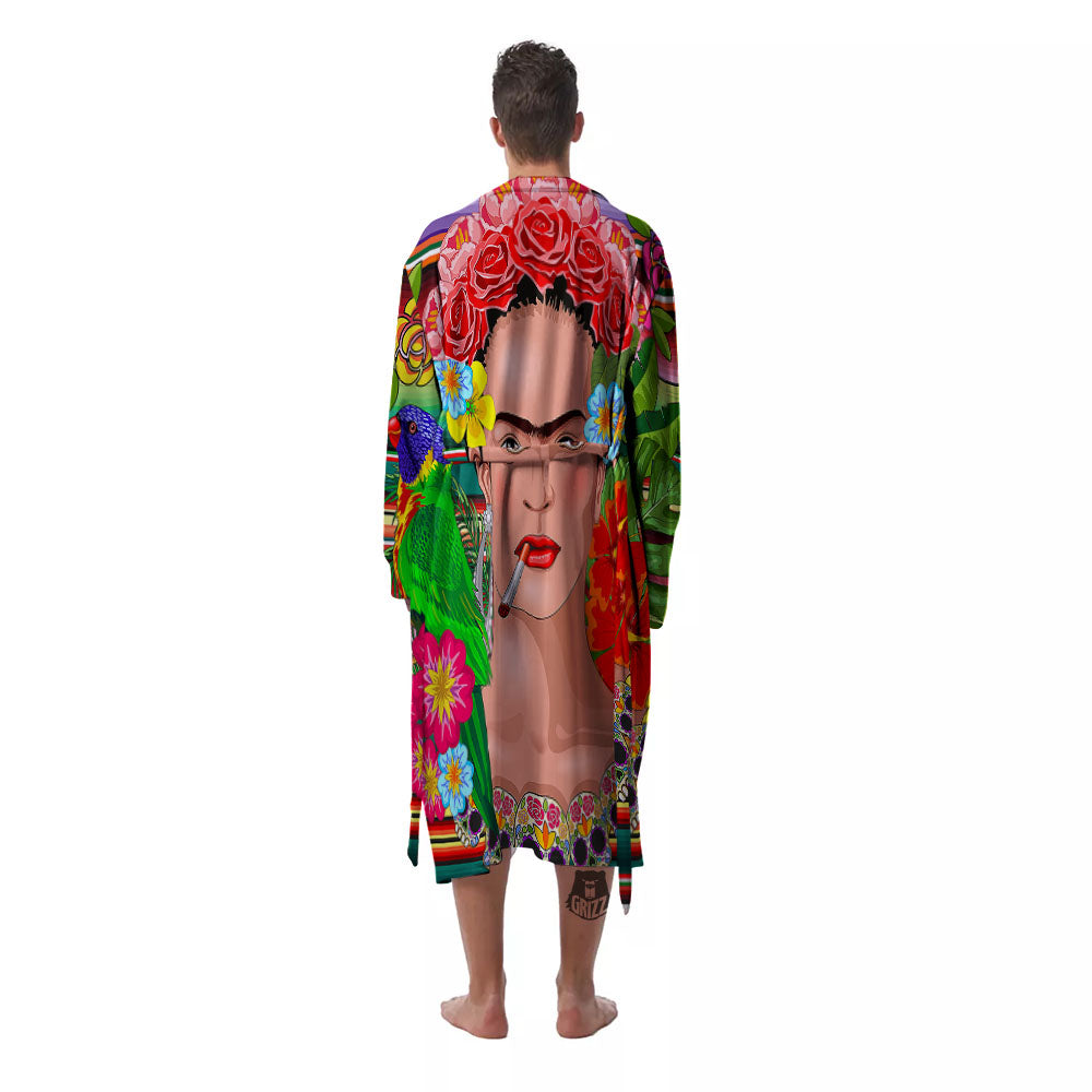 Serape Frida Kahlo Print Men's Robe-grizzshop