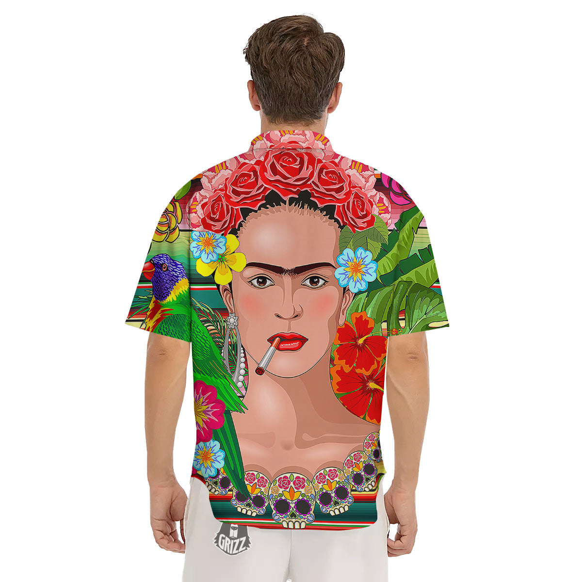 Serape Frida Kahlo Print Men's Short Sleeve Shirts-grizzshop