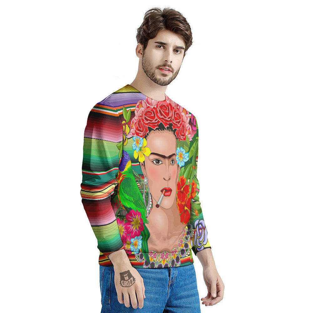 Serape Frida Kahlo Print Men's Sweatshirt-grizzshop