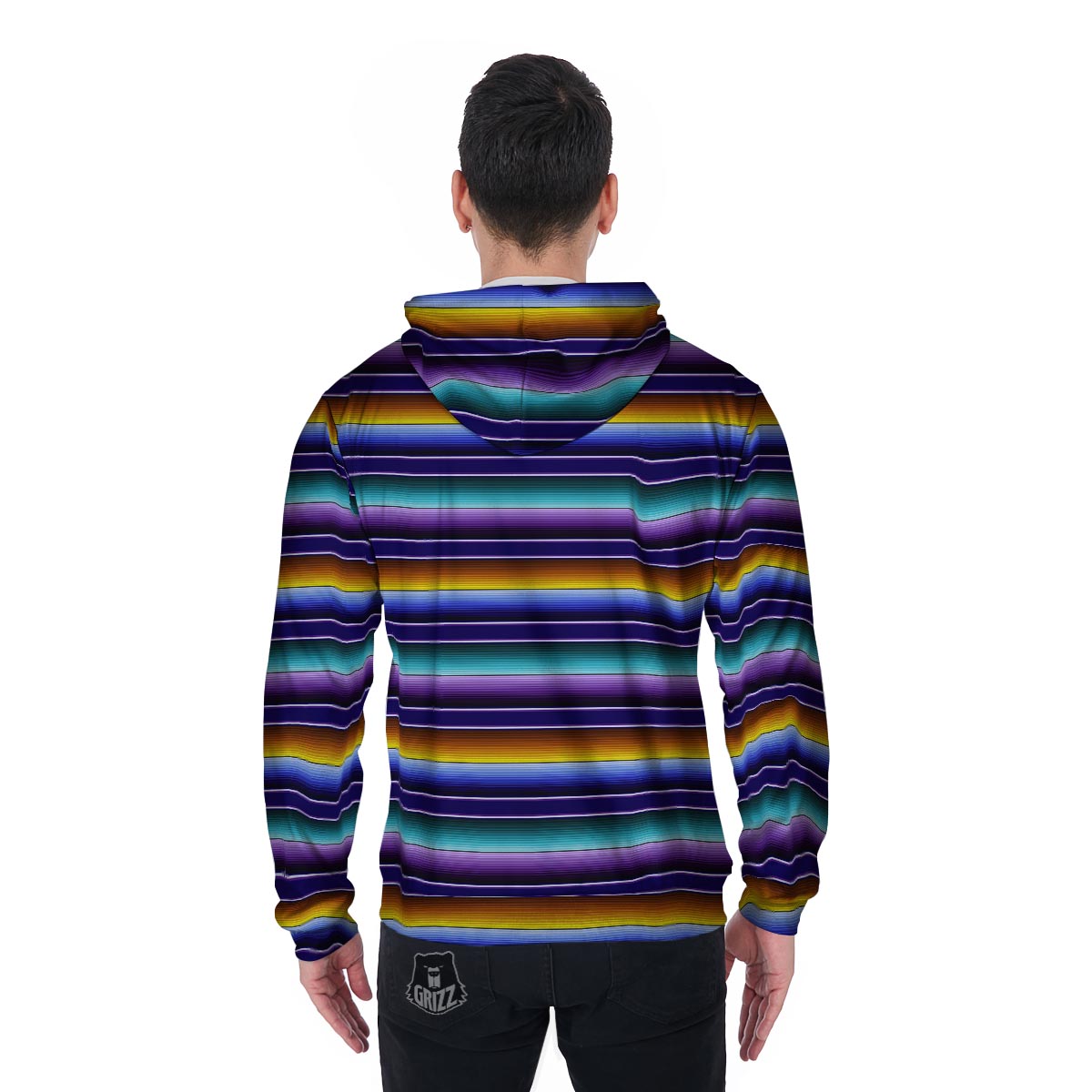 Serape Men's Zip Up Hoodie-grizzshop