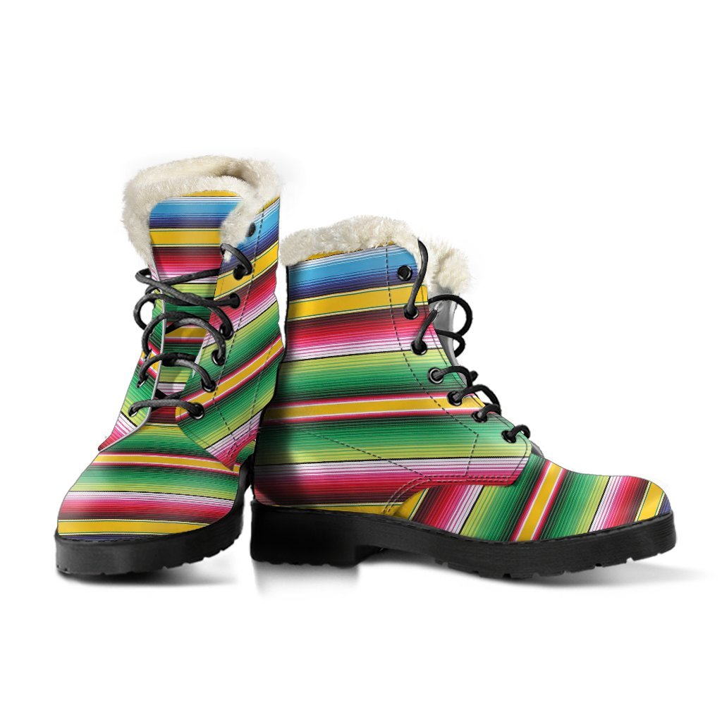 Serape Mexican Blanket Baja Pattern Print Comfy Winter Boots-grizzshop