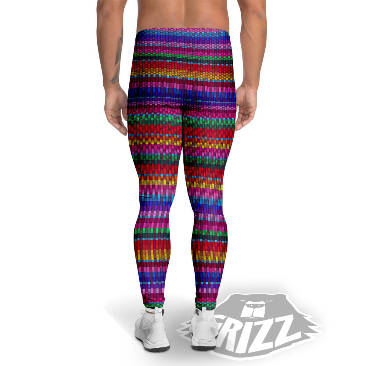 Serape Mexican Colorful Print Pattern Men's Leggings-grizzshop
