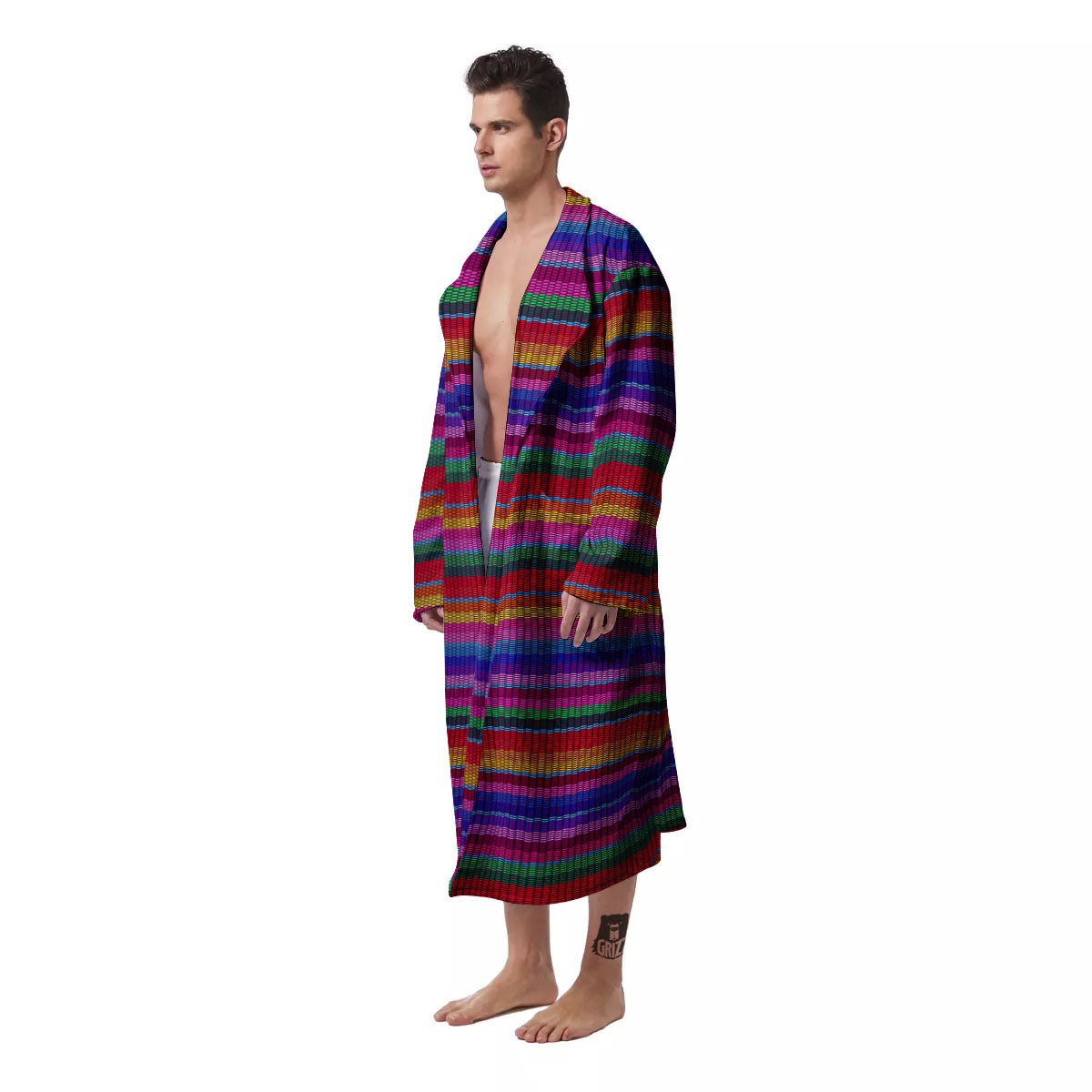 Serape Mexican Colorful Print Pattern Men's Robe-grizzshop