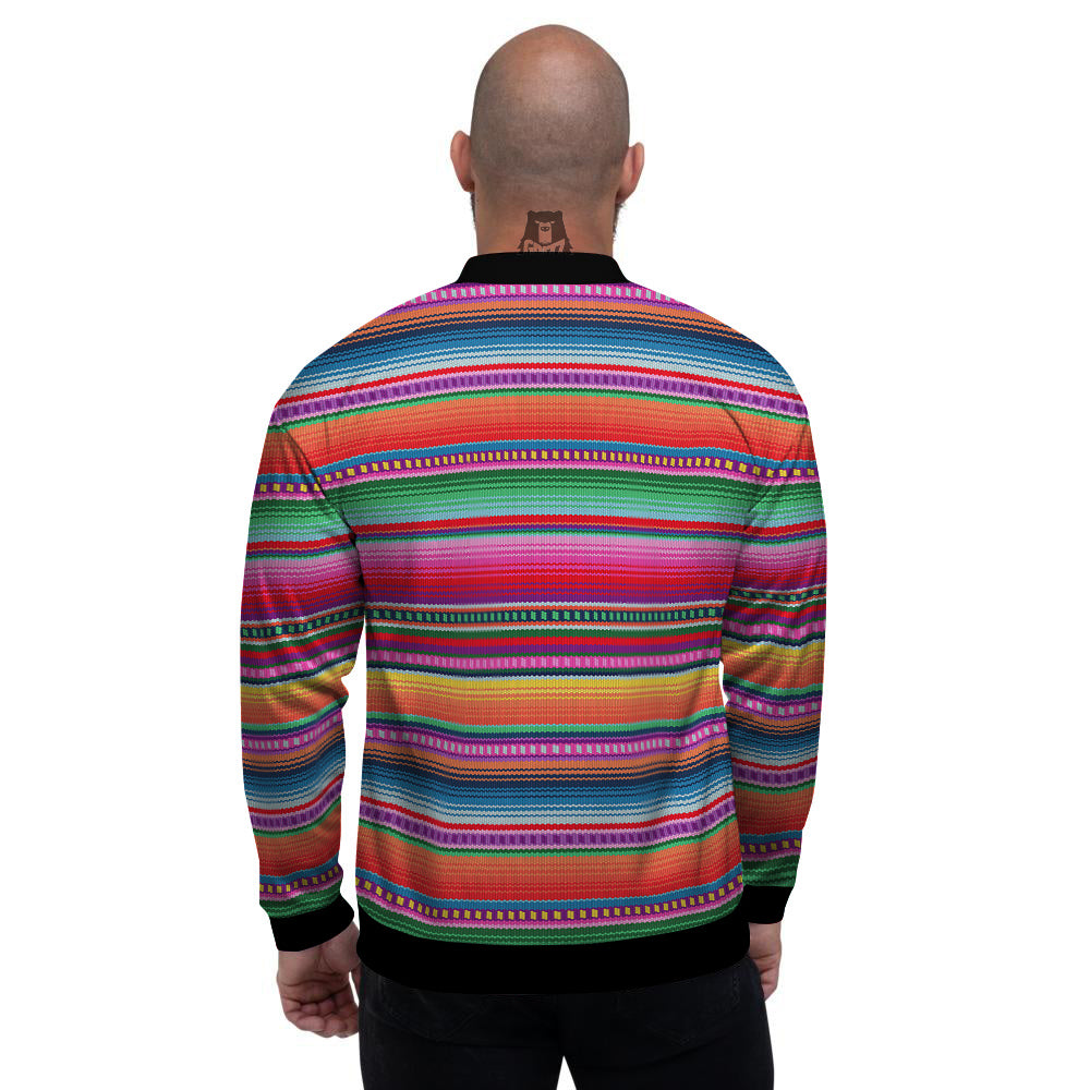 Serape Stripe Colorful Mexican Print Men's Bomber Jacket-grizzshop