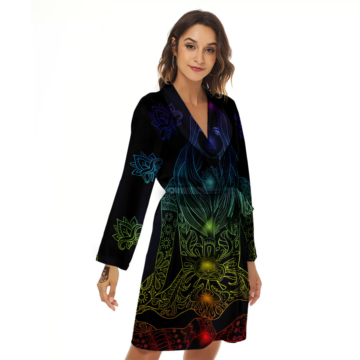 Seven Chakras Bohemian Print Women's Robe-grizzshop