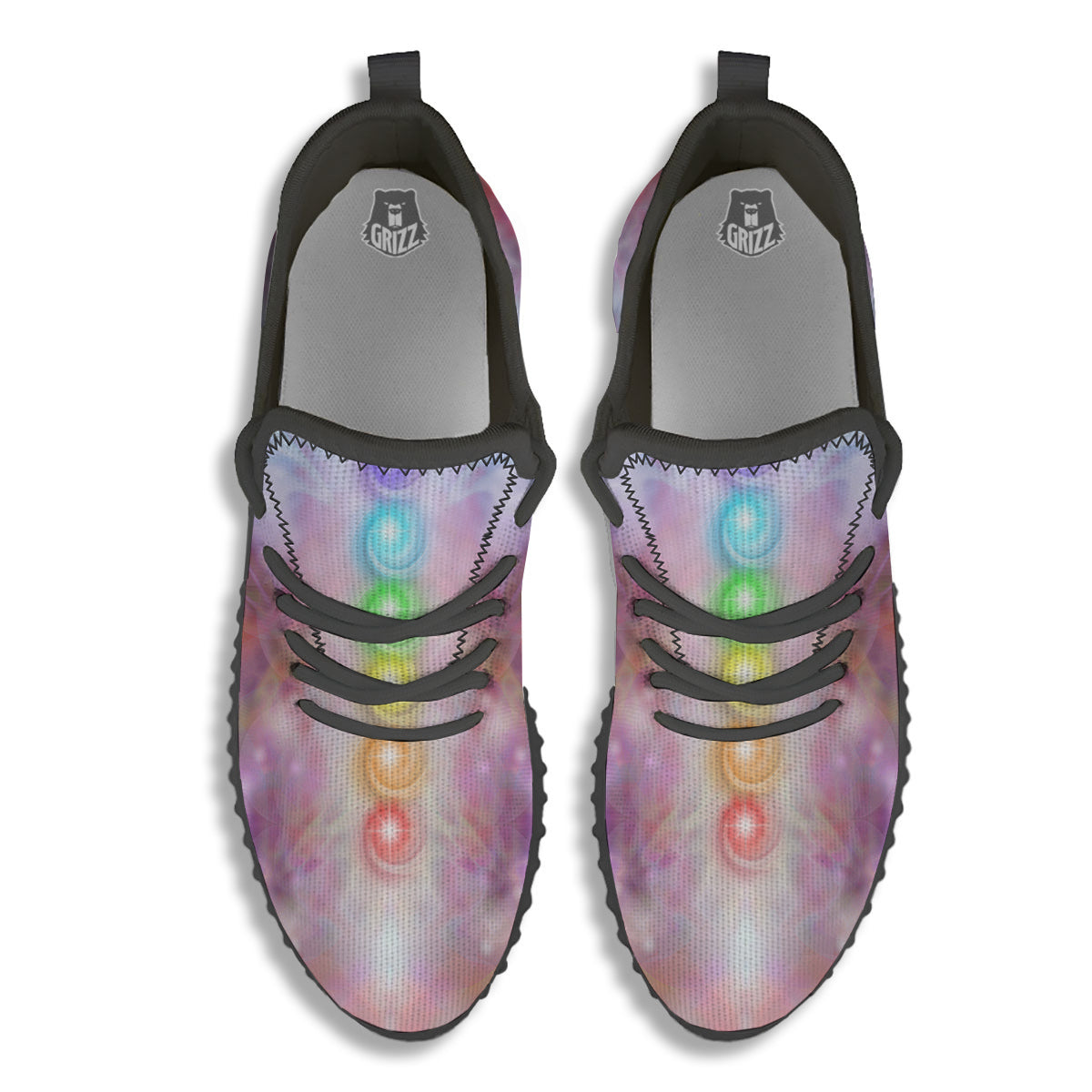 Seven Chakras Colorful Print Black Walking Shoes-grizzshop