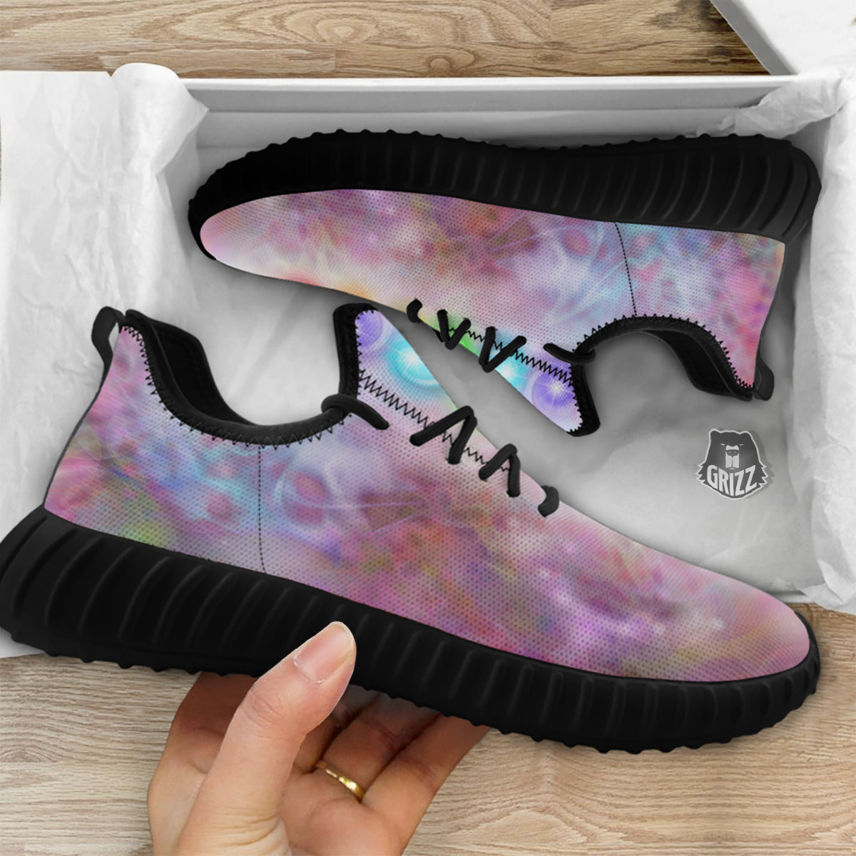 Seven Chakras Colorful Print Black Walking Shoes-grizzshop