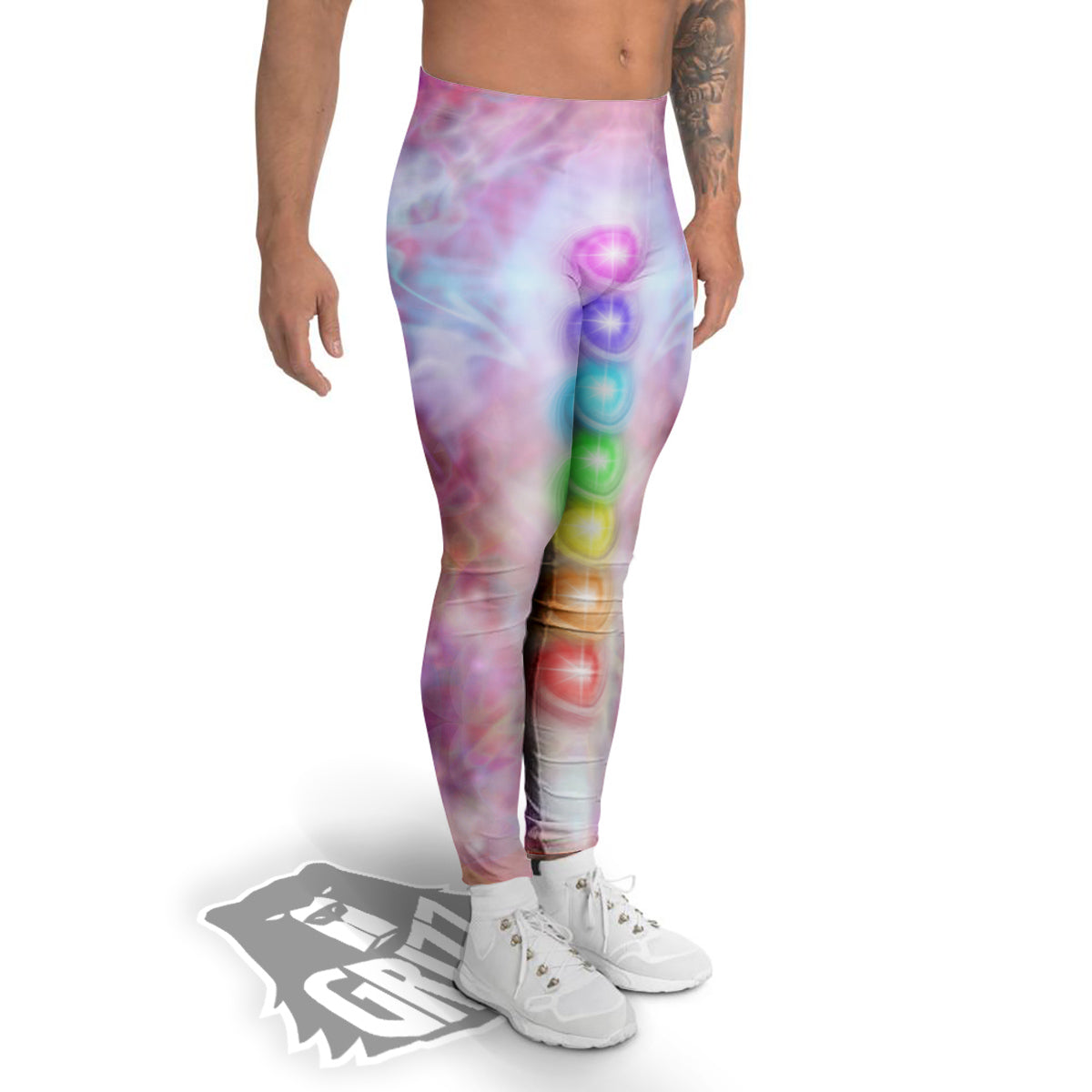 Seven Chakras Colorful Print Men's Leggings-grizzshop