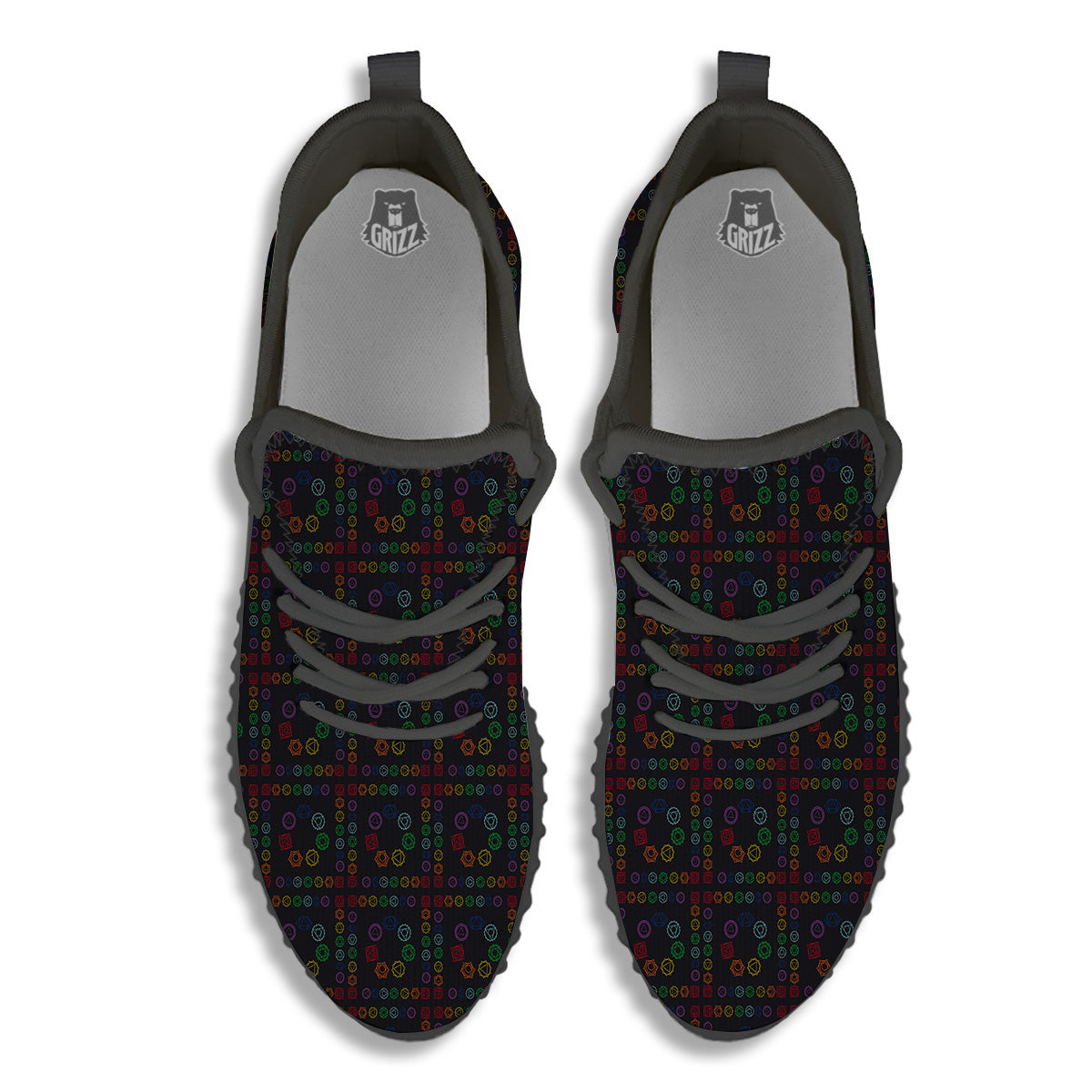 Seven Chakras Colorful Print Pattern Black Walking Shoes-grizzshop