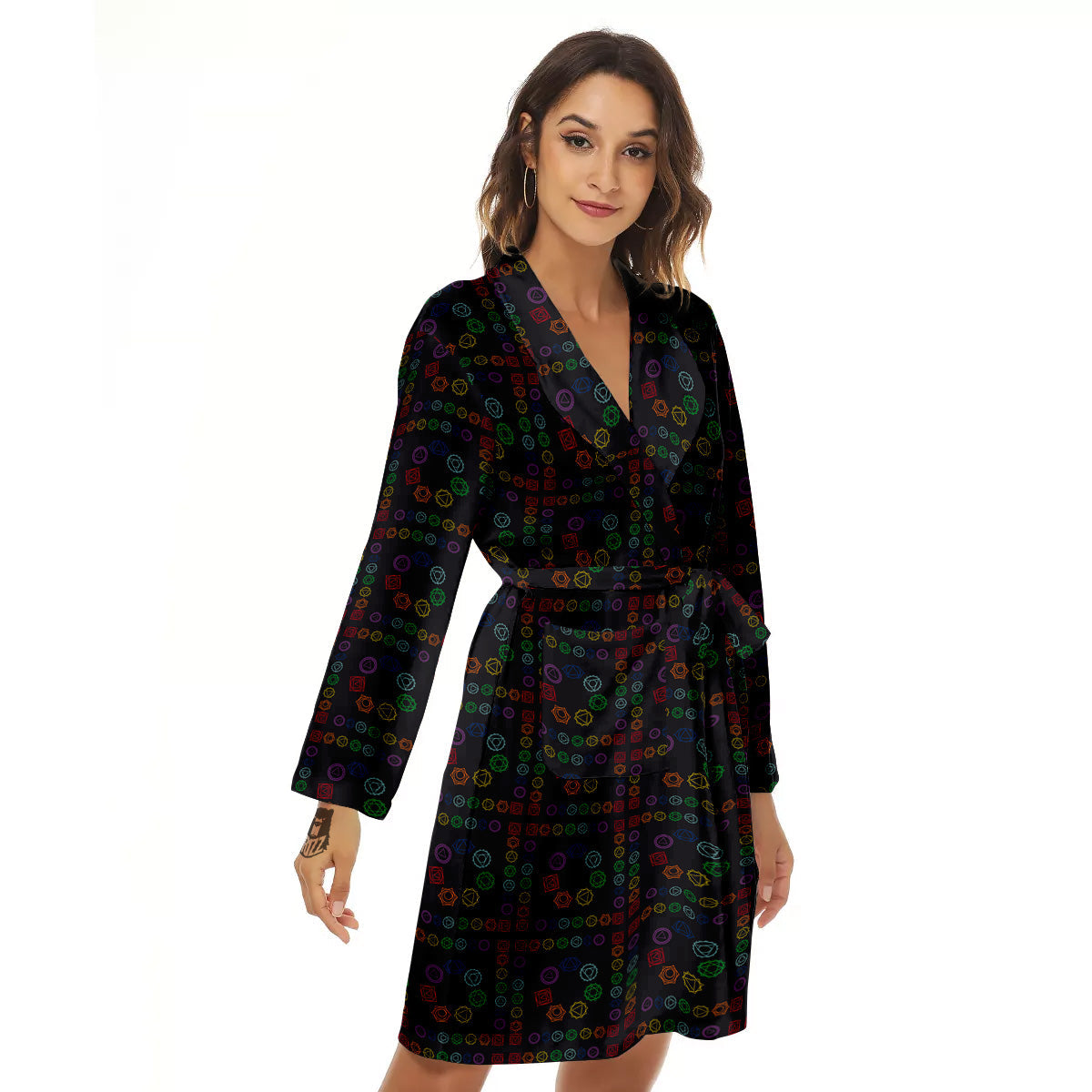 Seven Chakras Colorful Print Pattern Women's Robe-grizzshop