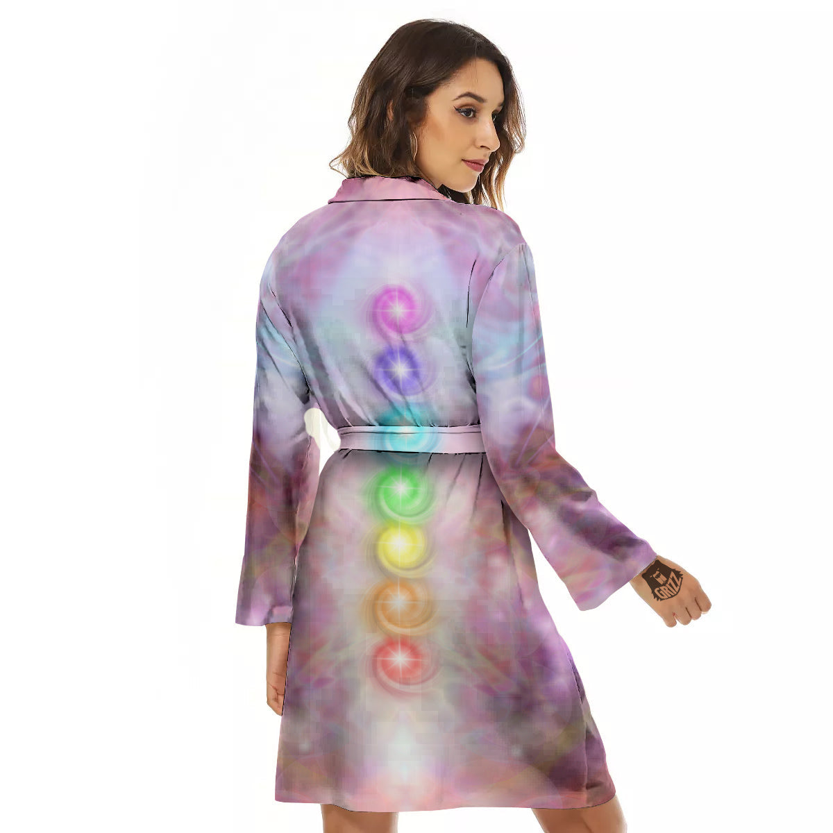 Seven Chakras Colorful Print Women's Robe-grizzshop