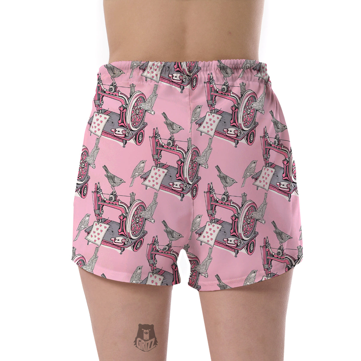 Sewing Machine Pattern Print Women's Shorts-grizzshop